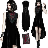 Robe velours traîne corset gothique Punk Rave WQ-523-BK.