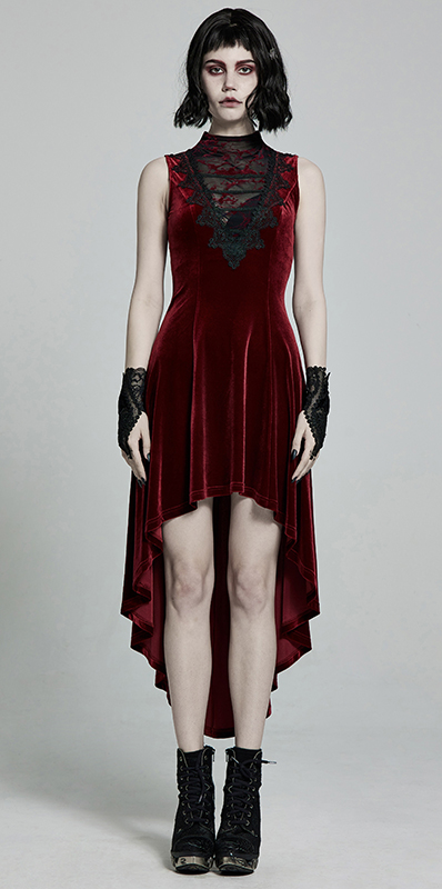 Robe en velours avec traîne Bordeaux