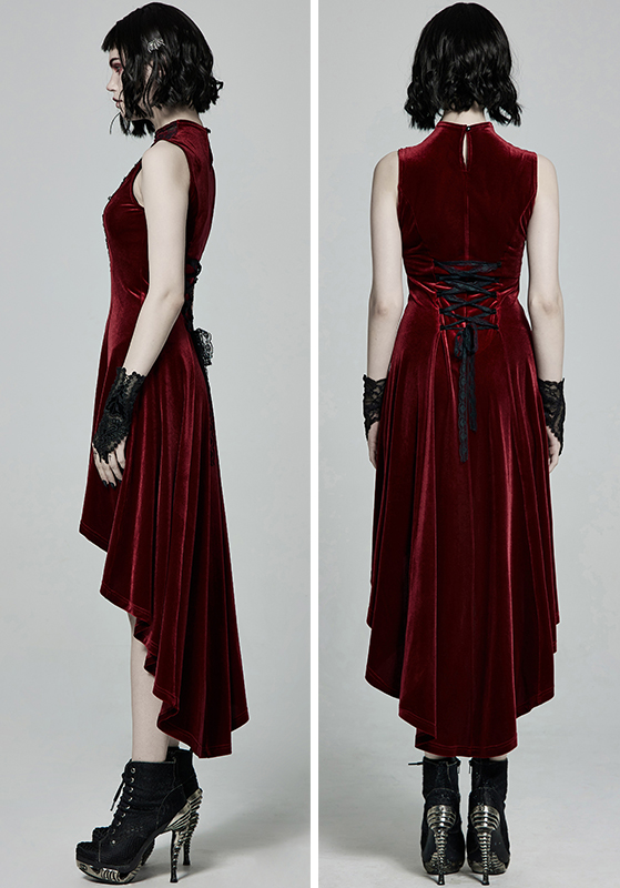 Robe en velours avec traîne Bordeaux