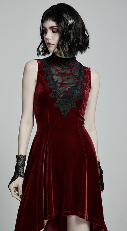 Robe en velours avec traîne Bordeaux