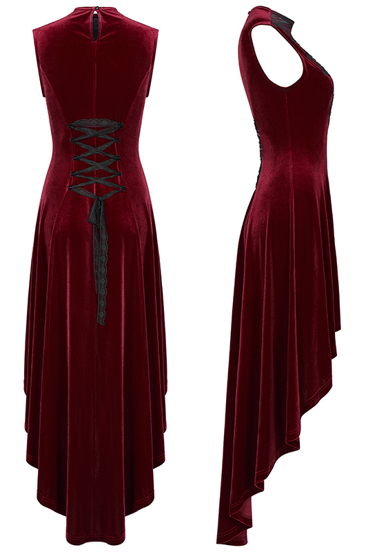 Robe en velours avec traîne Bordeaux