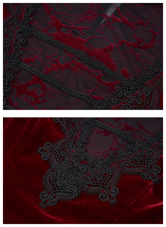 Robe en velours avec traîne Bordeaux