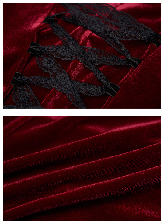 Robe en velours avec traîne Bordeaux