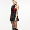 Robe faux cuir et dentelle à effet déchiré Noire et Rouge