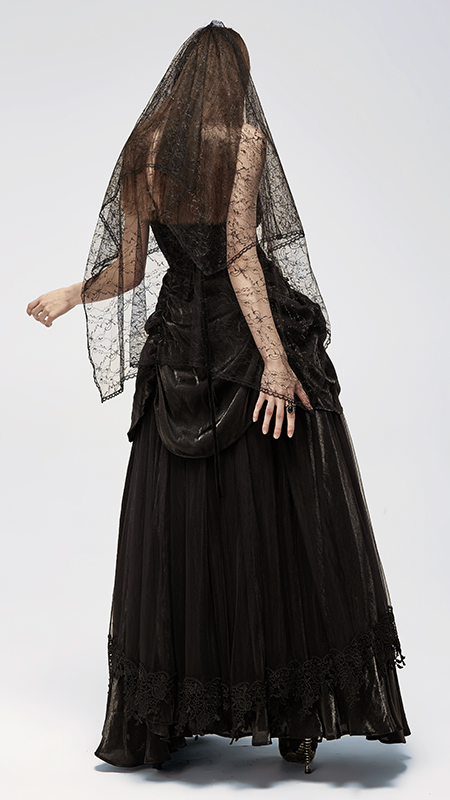 Robe de mariée en dentelle et satin à tournure