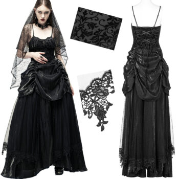 Robe de mariée en dentelle et satin à tournure