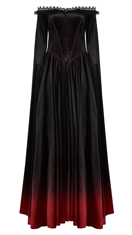 Robe de mariée elfique en velours noir et rouge