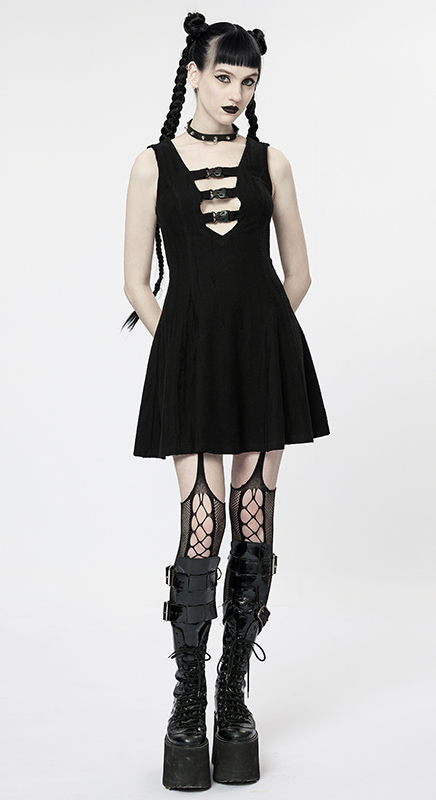 Robe patineuse à décolleté avec sangles