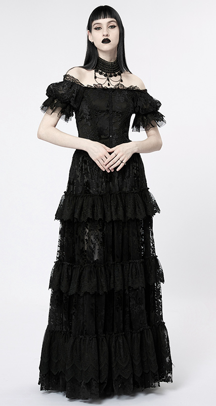 Robe de mariée en dentelle à roses noires en velours