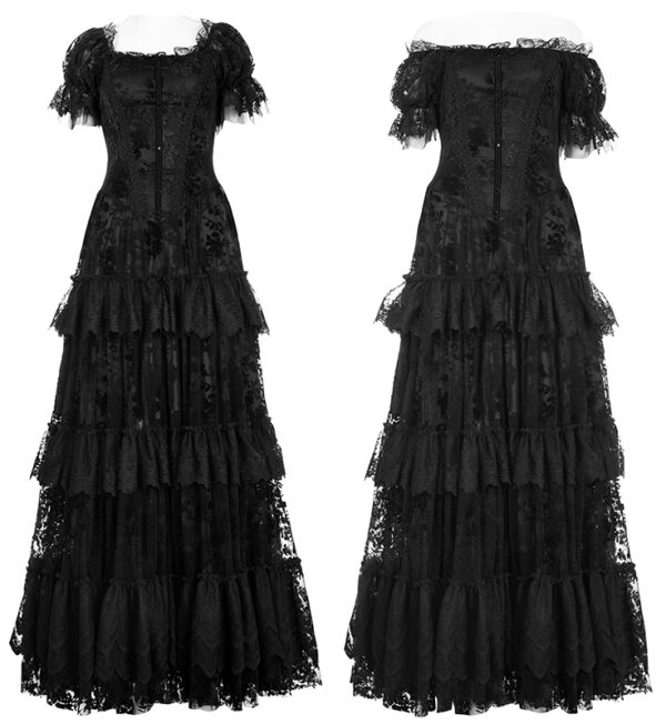 Robe de mariée en dentelle à roses noires en velours