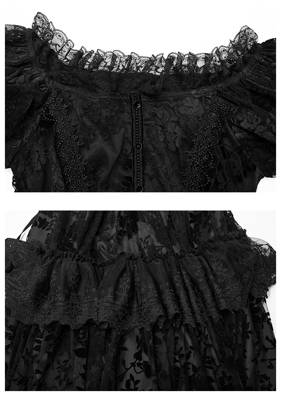 Robe de mariée en dentelle à roses noires en velours