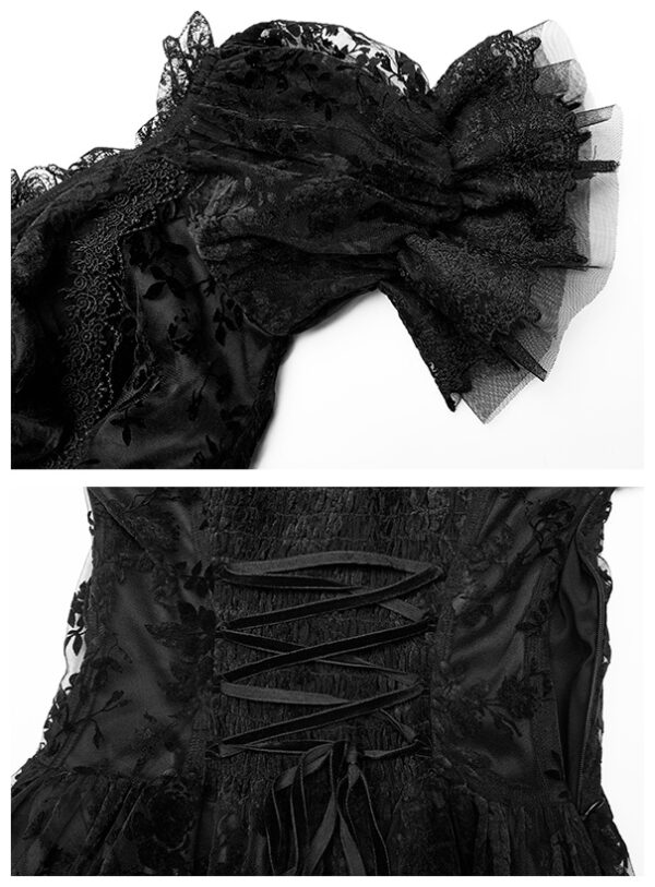 Robe de mariée en dentelle à roses noires en velours