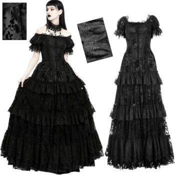 Robe de mariée en dentelle à roses noires en velours