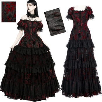 Robe de mariée en dentelle à roses rouges en velours