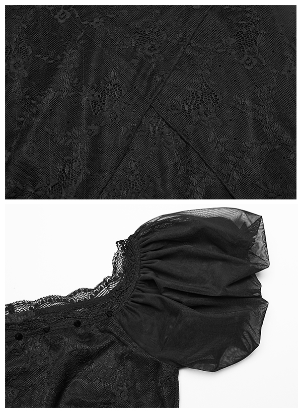 Robe en dentelle à spikes noirs