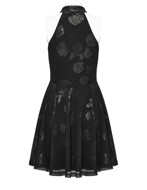 Robe en velours et résille à roses argentées Robe en velours et résille à roses argentées