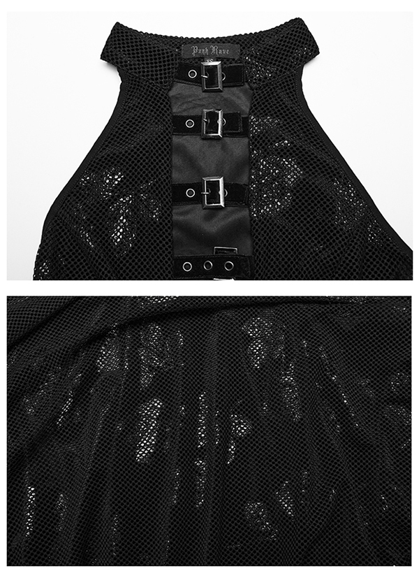 Robe en velours et résille à roses argentées Robe en velours et résille à roses argentées