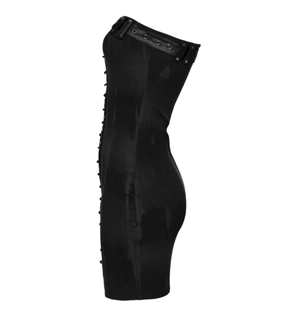 Robe moulante à laçages et à clous