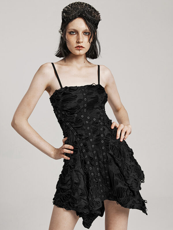Robe évasée à effet déchiré Noire