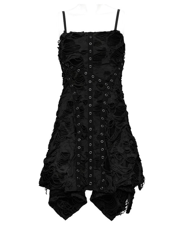 Robe évasée à effet déchiré Noire