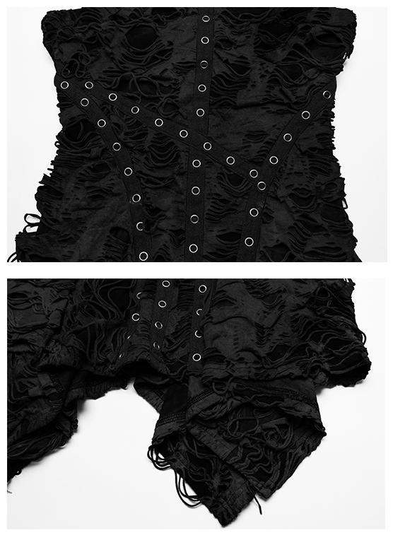 Robe évasée à effet déchiré Noire