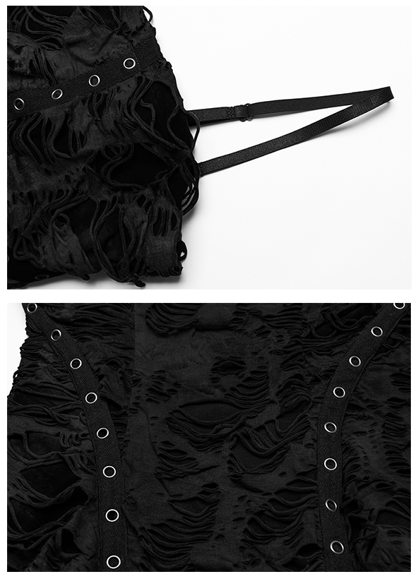 Robe évasée à effet déchiré Noire