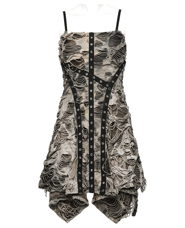 Robe évasée à effet déchiré Kaki