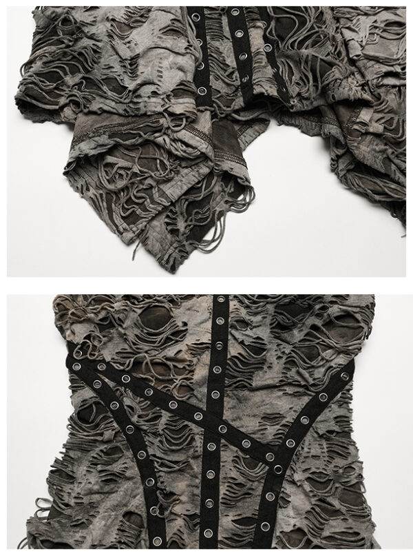 Robe évasée à effet déchiré Kaki