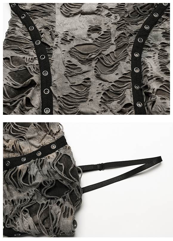 Robe évasée à effet déchiré Kaki