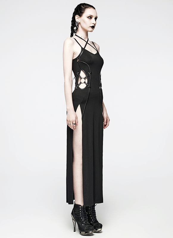 Robe longue fendue à découpes sexy