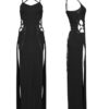 Robe longue fendue à découpes sexy