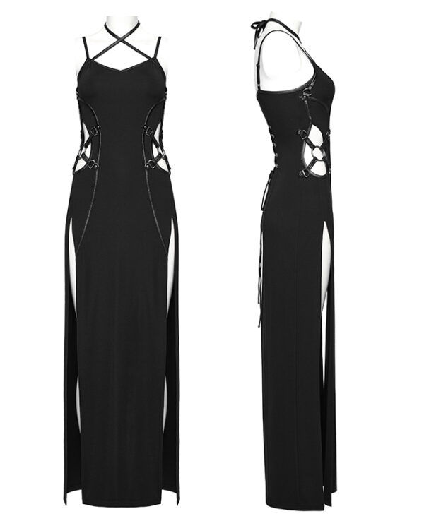 Robe longue fendue à découpes sexy