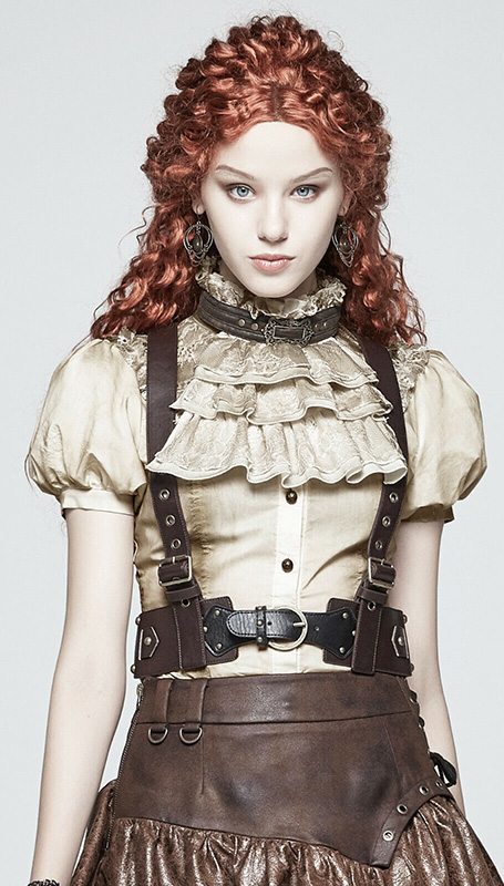 Harnais en cuir végan à têtes de mort bronze