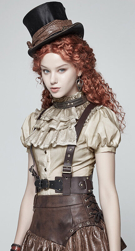 Harnais en cuir végan à têtes de mort bronze