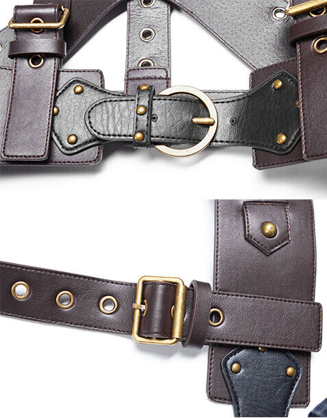 Harnais en cuir végan à têtes de mort bronze