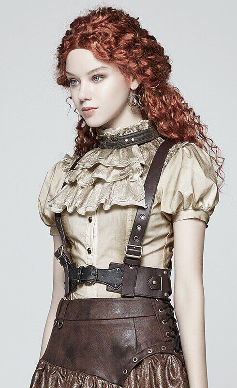 Harnais en cuir végan à têtes de mort bronze