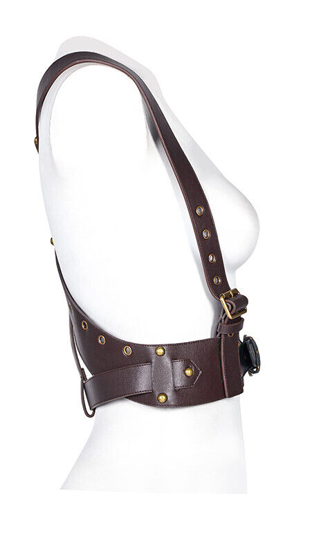 Harnais en cuir végan à têtes de mort bronze