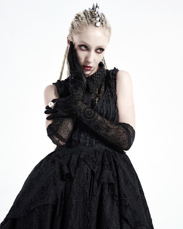 Gants longs en dentelle à motifs velours Gants longs en dentelle à motifs velours