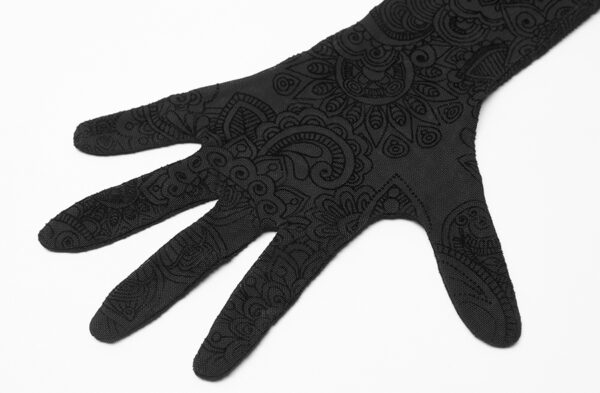 Gants longs en dentelle à motifs velours Gants longs en dentelle à motifs velours