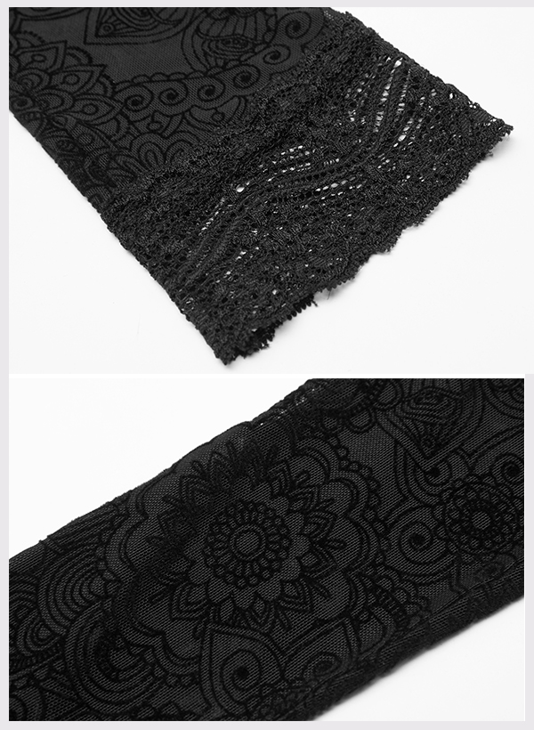 Gants longs en dentelle à motifs velours Gants longs en dentelle à motifs velours