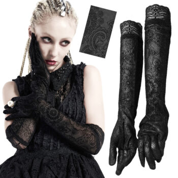 Gants longs en dentelle à motifs velours