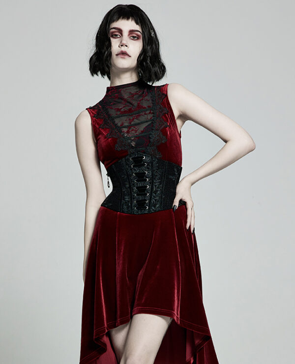 Ceinture corset en velours brodé Noir