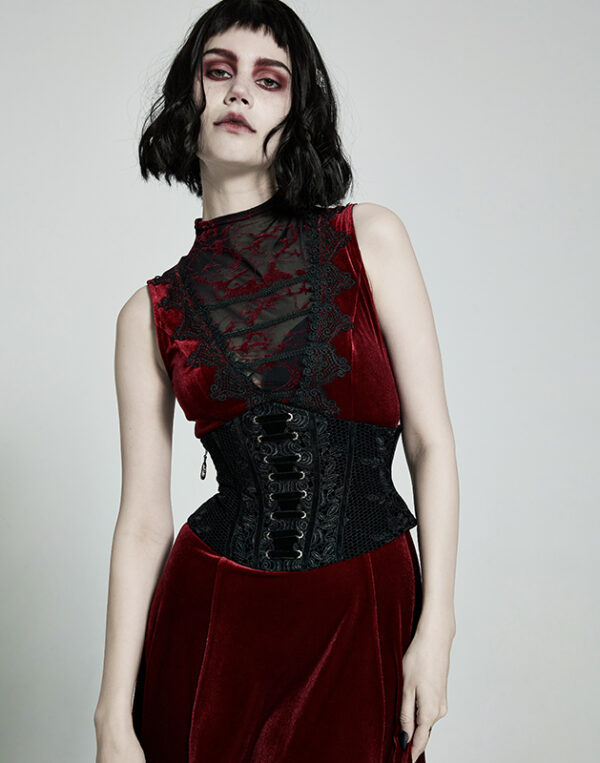 Ceinture corset en velours brodé Noir