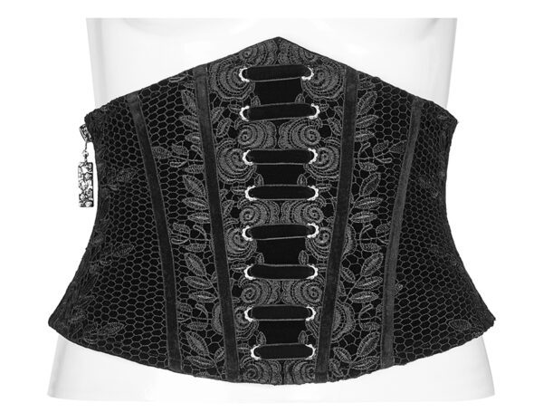 Ceinture corset en velours brodé Noir