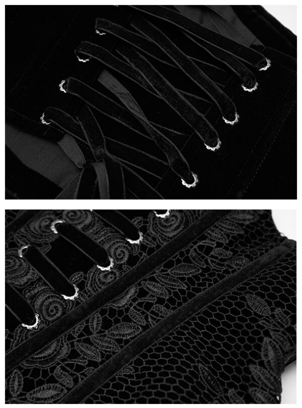 Ceinture corset en velours brodé Noir