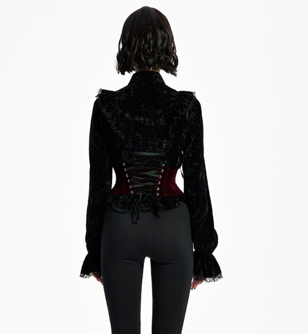 Ceinture corset en velours brodé Bordeaux