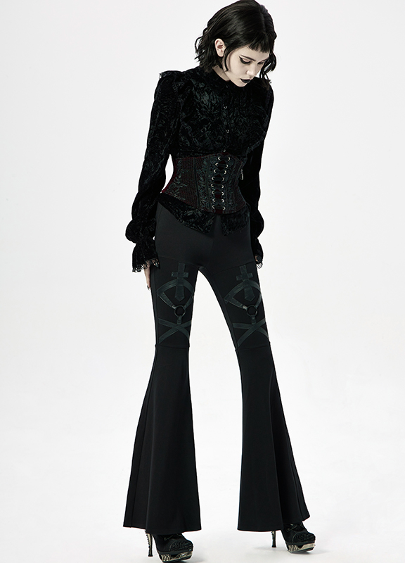 Ceinture corset en velours brodé Bordeaux