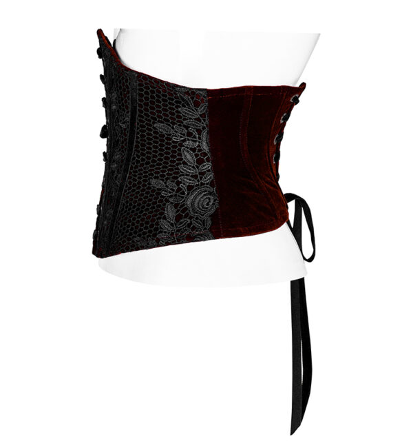 Ceinture corset en velours brodé Bordeaux
