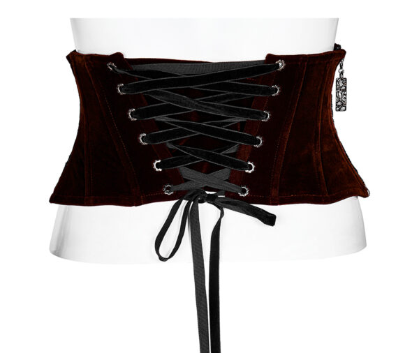 Ceinture corset en velours brodé Bordeaux