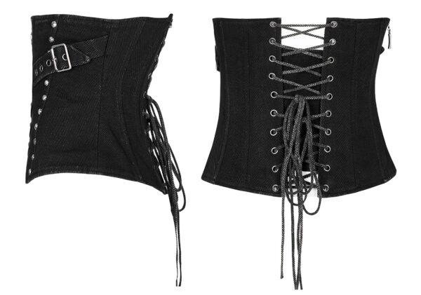 Corset sous-poitrine en jeans à clous et tête de mort Corset sous-poitrine en jeans à clous et tête de mort